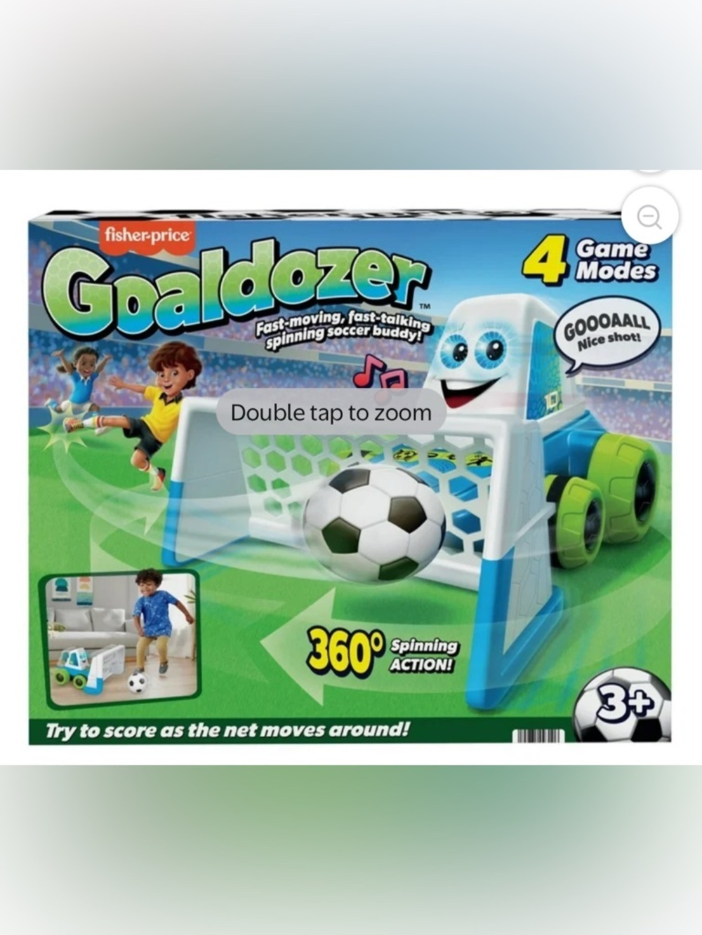 NWT Fisher-Price Goaldozer Spinning Soccer Goal - Blue, White & Green